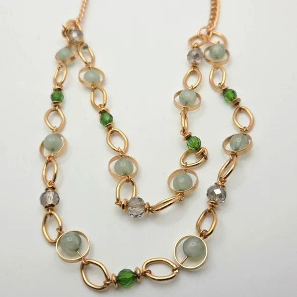 NWT Doble strand Necklace Gold tone chain - Picture 2 of 3